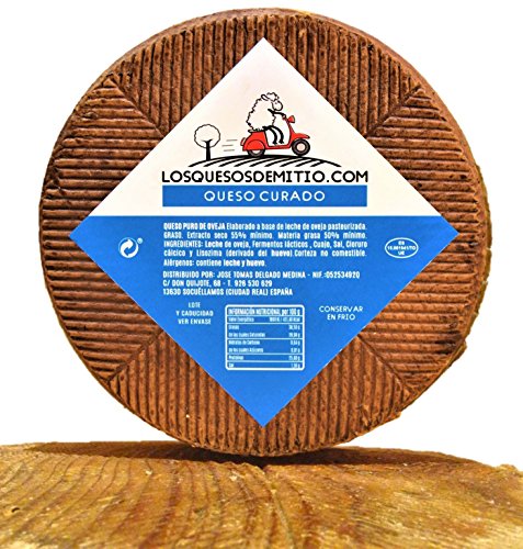 La Hita Queso de Oveja curado Gourmet, con Caja de Madera Premium (español, Sabor Profundo, Ideal con Vino, Queso Entero de 2kg, de Leche pasteurizada), de Losquesosdemitio