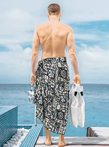 LA LEELA Coverups Hombre Pareo Abrigo de la Playa del Traje de baño Traje de baño de natación Pareo Halloween Negro Aloha