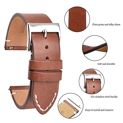 la luz de liberación rápida auténticas Correas de Reloj de Cuero 12 mm 14 mm 16 mm 18 mm 20 mm 22 mm 24 mm Reloj Pulsera marrón