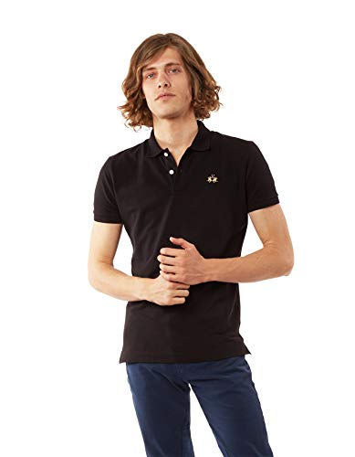 La Martina Man Polo S/S Piquet Str, Negro (Black 09999), Small para Hombre