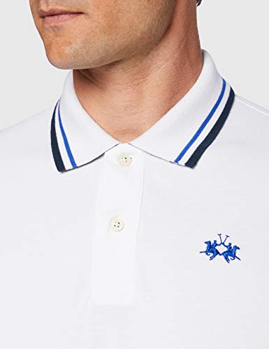 La Martina Man Polo S/S Piquet Stretch Camisa, Optic White, XL para Hombre