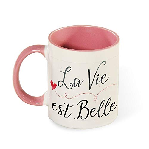 La Vie Est Belle Hand Drawn Water Color Typography Best Funny Coffee Mug Sarcastic Novelty Cup Joke Great Gift Idea For Men Women Office Work Adult Humor Employee Boss Coworkers 11 Oz 6 Colors