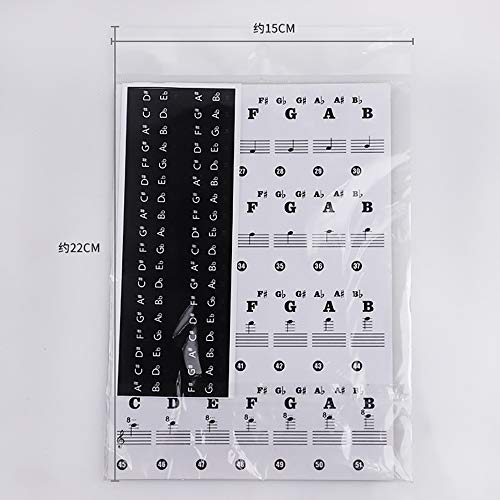 LABOTA 2 Pack piano pegatinas para 88/61/54/49/37 Key Keyboard - Pegatinas para pianos o teclados - transparentes y removibles