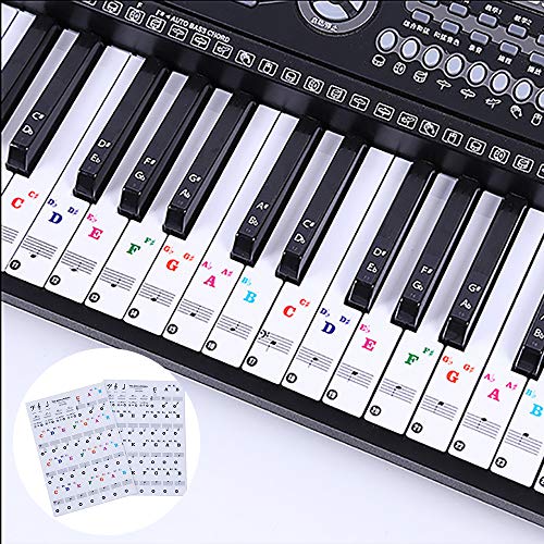 LABOTA 2 Pack piano pegatinas para 88/61/54/49/37 Key Keyboard - Pegatinas para pianos o teclados - transparentes y removibles