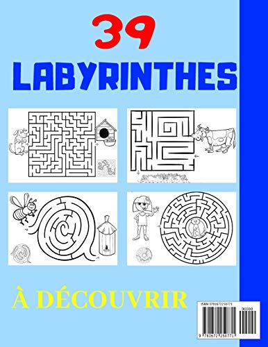 LABYRINTHES x39: Jeux de labyrinthes - 39 labyrinthes pour enfants dès 5 ans | Livre broché format A4 - cahier de 41 pages pour jouer | idée cadeau enfant