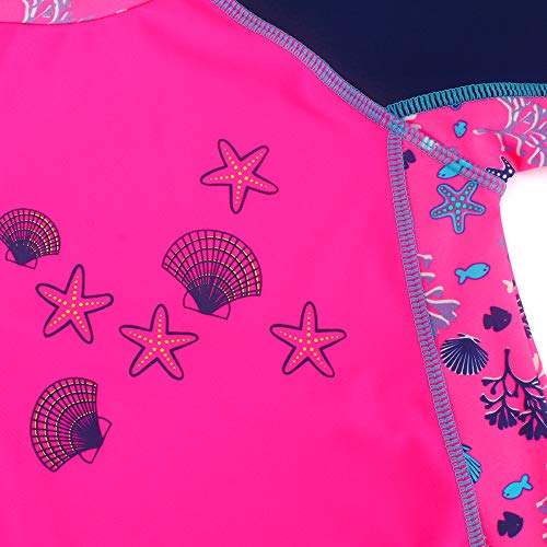 LACOFIA Traje de baño de Manga Corta para bebé Camiseta de baño para niñas con protección Solar UPF 50 + Secado rapido Rosa 6-12 Meses
