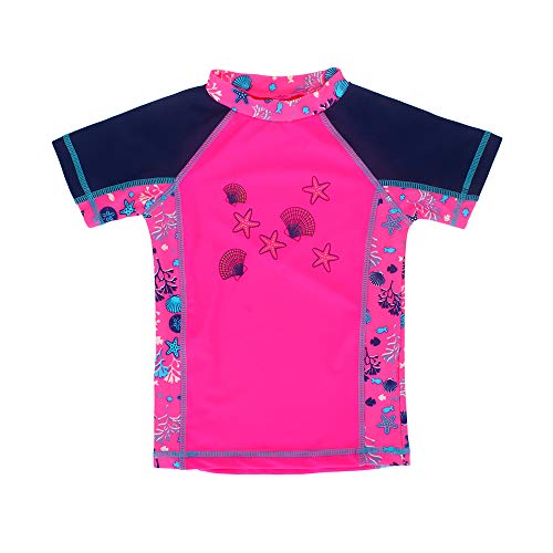 LACOFIA Traje de baño de Manga Corta para bebé Camiseta de baño para niñas con protección Solar UPF 50 + Secado rapido Rosa 6-12 Meses