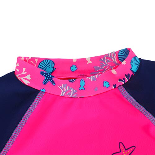 LACOFIA Traje de baño de Manga Corta para bebé Camiseta de baño para niñas con protección Solar UPF 50 + Secado rapido Rosa 6-12 Meses