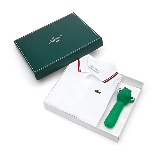 Lacoste 4J8084 Conjunto de Camiseta y Peluche, Blanc (Blanc/Multicolore Flamant-Multicolore Flamant), 1 Año (Talla del Fabricante: 12M) para Bebés