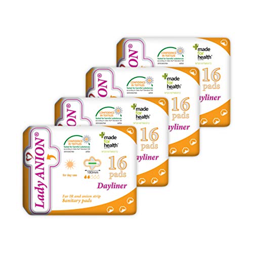 Lady Anion Salvaslips con alas, Algodón organico certificado – 4 x 16 I Compresas algodon