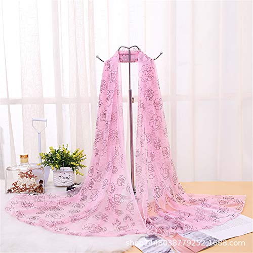 Lady Long Color Caramelo, Bufanda De Gasa Con Estampado De Rosas, Bufanda De Gasa Para Mujer Ligera Y Transpirable Para Todas Las Estaciones Del Verano