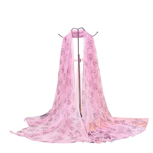 Lady Long Color Caramelo, Bufanda De Gasa Con Estampado De Rosas, Bufanda De Gasa Para Mujer Ligera Y Transpirable Para Todas Las Estaciones Del Verano