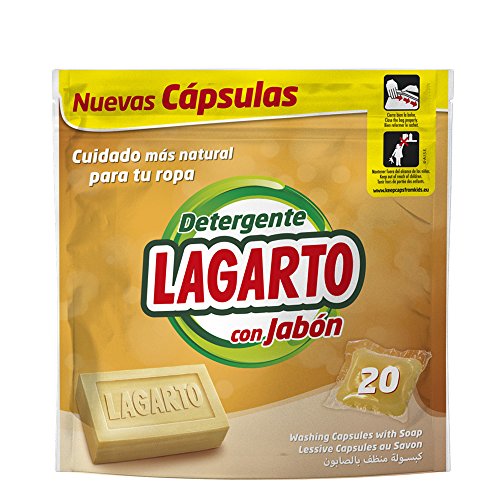 Lagarto Bolsa Detergente en Capsulas - Al Jabón - Pack de 3 x 20 Lavados