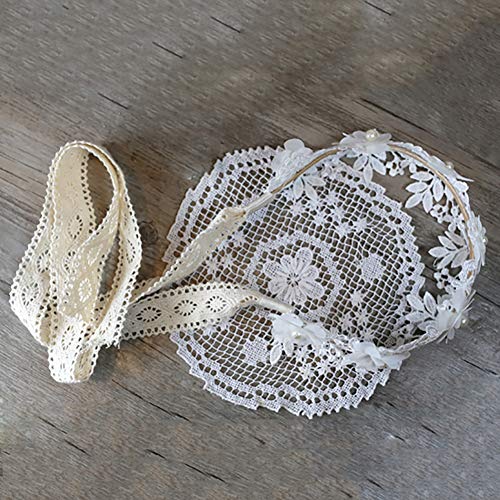 Laimew flor de encaje de boda diadema con cinta larga, vestido de princesa, accesorios para el cabello para niñas (Blanco)