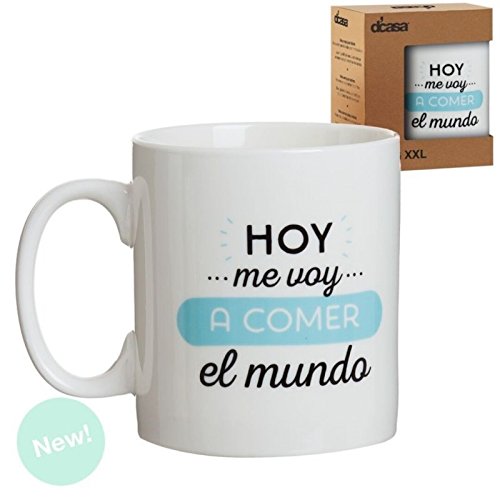 LAMA Mug XXL Mundo, Cerámica, Blanco, 13x10x12 cm