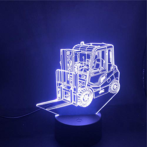 Lámpara 3D Carretilla Elevadora Control De Bluetooth Control De La Aplicación Del Teléfono El Reloj Despertador Decoración De La Base Usb Alimentado Usb Lámpara De Luz Nocturna Con Grietas Con