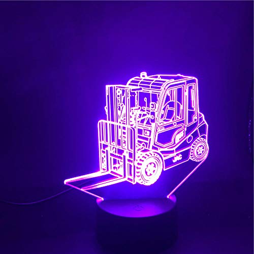 Lámpara 3D Carretilla Elevadora Control De Bluetooth Control De La Aplicación Del Teléfono El Reloj Despertador Decoración De La Base Usb Alimentado Usb Lámpara De Luz Nocturna Con Grietas Con