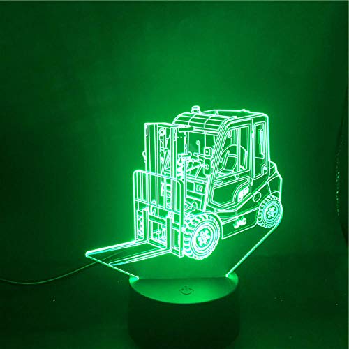 Lámpara 3D Carretilla Elevadora Control De Bluetooth Control De La Aplicación Del Teléfono El Reloj Despertador Decoración De La Base Usb Alimentado Usb Lámpara De Luz Nocturna Con Grietas Con