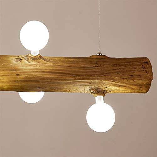 Lámpara Colgante LED de Madera Rústico Comedor Luz Colgante Moderna Vidrio Lámpara Colgante Con G4 Bombilla Regulable en Altura 8 Llamas Luz de Techo Para Cocina Sala de Estar Estudio de Oficina