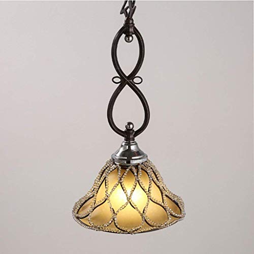 Lámpara de araña de luz colgante American Village Retro Barbería de una sola cabeza Cuentas de cristal Cerveza Roche Iron Tea Shop.