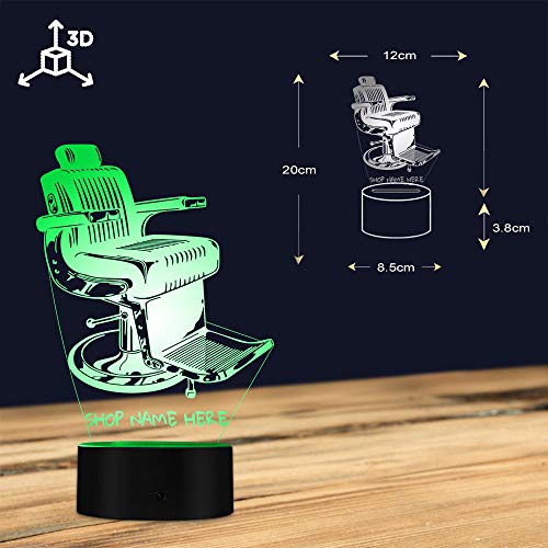 Lámpara De Ilusión 3D Luz De Noche Led Diseño De Silla De Barbería De Estilo Antiguo Con Lámpara De Escritorio Personalizada Iluminación De Arte Para Decoración De Barbería Para Cumpleaños De Niños
