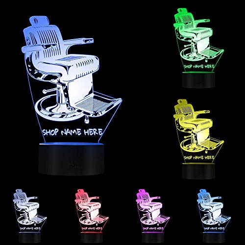 Lámpara De Ilusión 3D Luz De Noche Led Diseño De Silla De Barbería De Estilo Antiguo Con Lámpara De Escritorio Personalizada Iluminación De Arte Para Decoración De Barbería Para Cumpleaños De Niños