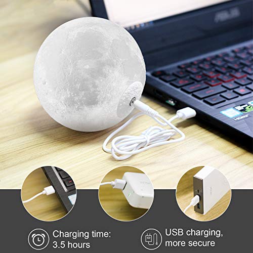 Lámpara de Luna 3D,16 Colores RGB Luz Nocturna Luna LED Lampara Luna - 12cm Remoto Tactil Control USB Intensidad Elegir Luz de Noche Ambiente Lámparas