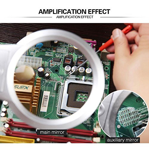 Lámpara de Lupa LED Plegable 5X Luz lupa para Escritorio Lectura Periódicos Soldadura Trabajo Reparación Maquillaje Tatuaje Manicura Pedicure y ect