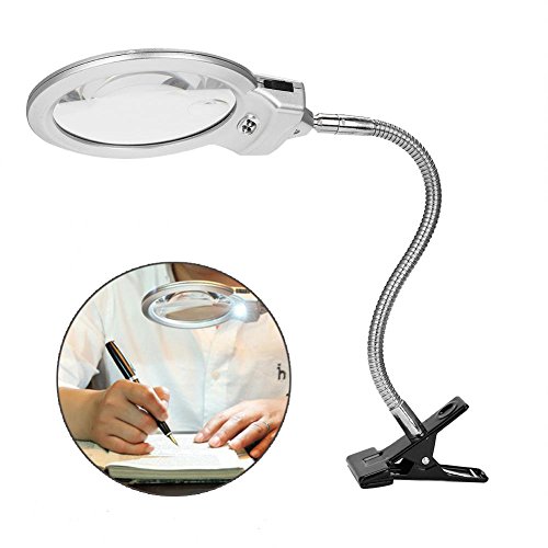 Lámpara de Lupa LED Plegable 5X Luz lupa para Escritorio Lectura Periódicos Soldadura Trabajo Reparación Maquillaje Tatuaje Manicura Pedicure y ect