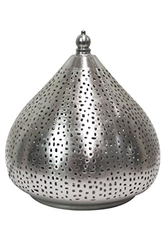 Lámpara de mesa marroquí Roya 23cm E14 Socket | orientales de cabecera para dormitorio o salón | Pantalla de linterna de metal como iluminación de decoración del hogar de la fiesta
