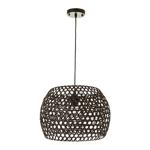 Lámpara de techo con pantalla rústica de bambú negra de 23x35x35 cm - LOLAhome