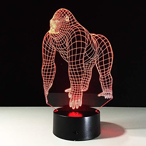Lámpara Lámpara 3D Lámpara Lámpara Animal Gorila Chimpancé Bombilla Colorido Led Usb Mesa de noche Año Nuevo Regalo de luz Increíble Juguete para niños Con control remoto Regalo para niños