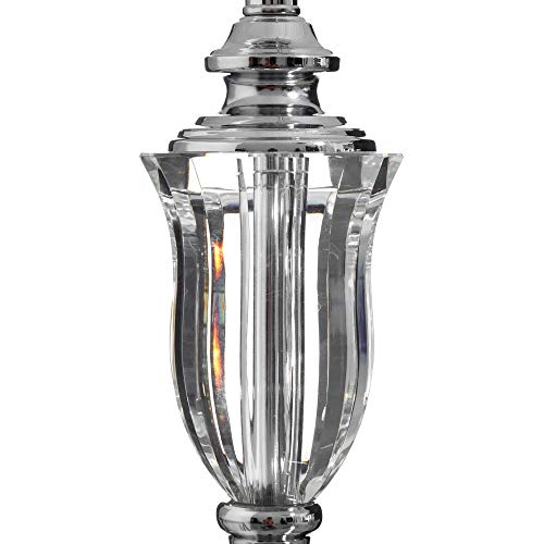 Lámpara tallado clásica de cristal y de metal plateada de 50 cm - LOLAhome