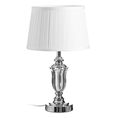 Lámpara tallado clásica de cristal y de metal plateada de 50 cm - LOLAhome