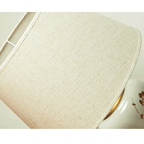 Lámparas de mesa y mesilla de noche Moderna nueva lámpara de mesa de cerámica de cobre de estilo chino, pantalla de tela gris Flores pintadas a mano y lámpara de mesa de la boda de urraca, sala de est