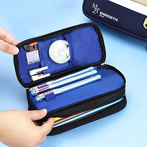 Langchao Estuche Para Lápices Estuche Para Lápices Lienzo Estudiantes Hombres Y Mujeres Gran Capacidad Multifuncional Qcm9014 Lindos Ojos Grandes-Azul