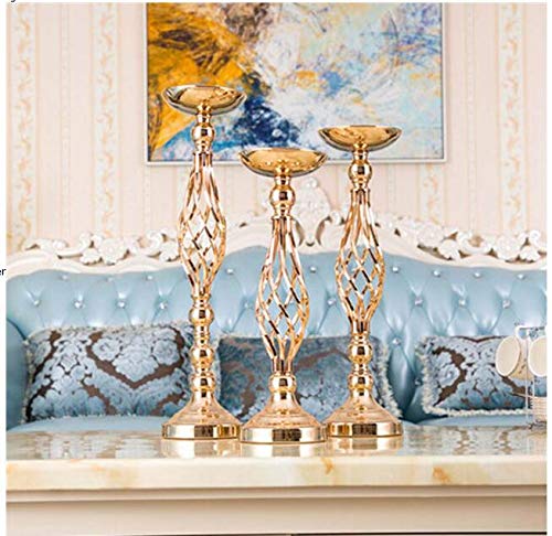 LANLONG 2 Soportes de Metal Dorado para Velas, Mesa de Carretera, Centro de Mesa, Soporte para candelabro, Flores, jarrones, Dorado 45cm