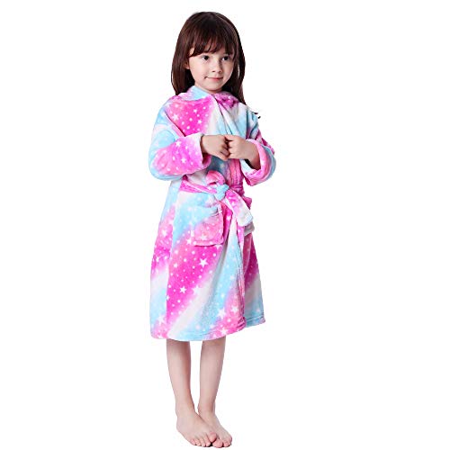 LANTOP Bata Suave para Niños Cómodo Unicornio Franela Encapuchado Regalo Ropa De Dormir Cuatro Estaciones