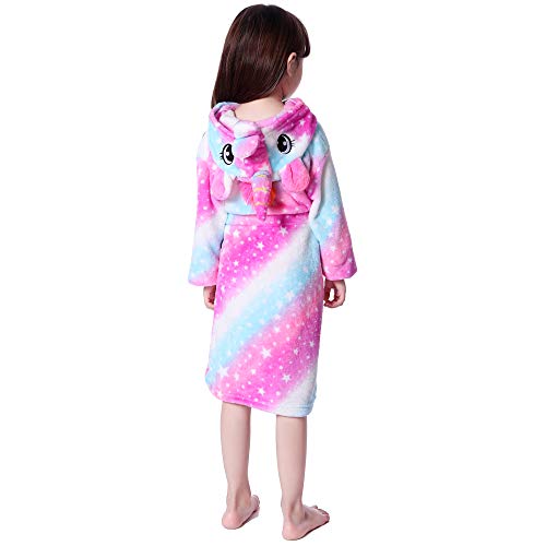 LANTOP Bata Suave para Niños Cómodo Unicornio Franela Encapuchado Regalo Ropa De Dormir Cuatro Estaciones
