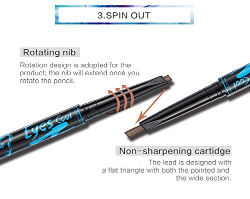 Lápiz de cejas automático Ladygo con delineador de ojos de larga duración 2 en 1, artículo de maquillaje resistente al agua
