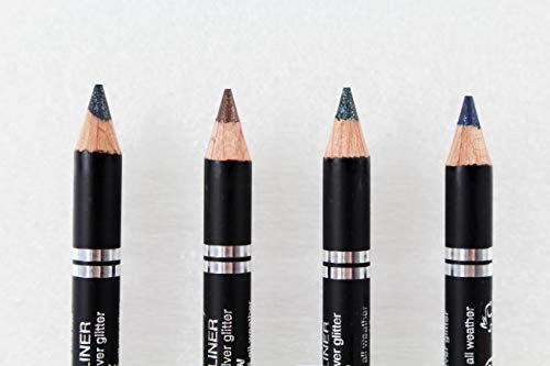 Lápiz delineador de ojos brillante con purpurina plateada.