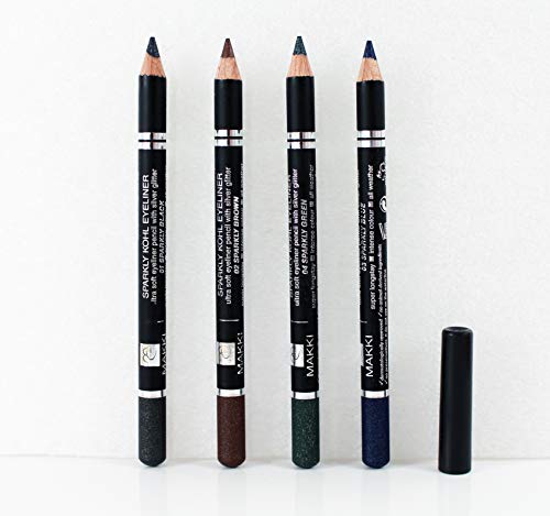 Lápiz delineador de ojos brillante con purpurina plateada.