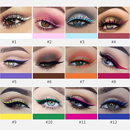 Lápiz delineador líquido, 12 colores a prueba de agua, cosméticos para ojos mate, delineador de ojos, duradero, atractivo y encantador, delineador