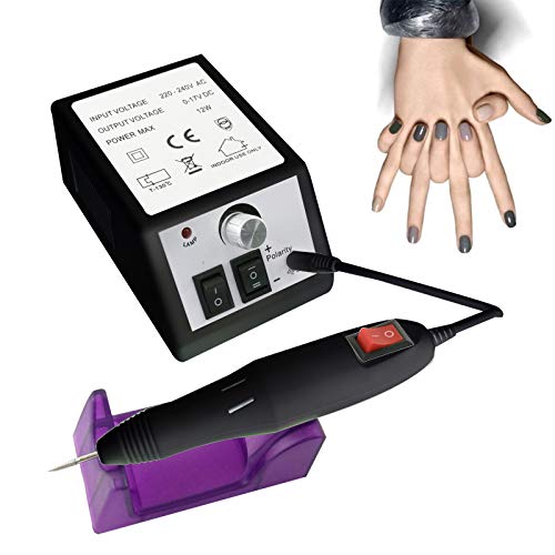 LARS360 Torno para Uñas Profesional para Manicura y Pedicura Eléctrica del Taladro del Clavo, Manicura Herramienta con 6 Brocas Pulidor, 20000rpm Motor Manicura Pedicura Pulidor de Uñas - Negro