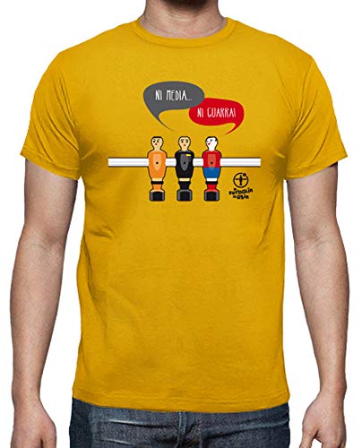 latostadora - Camiseta Ni Media Ni Guarra para Hombre Amarillo Mostaza 3XL