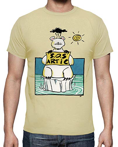 latostadora - Camiseta Sos Artic para Hombre Crema XL