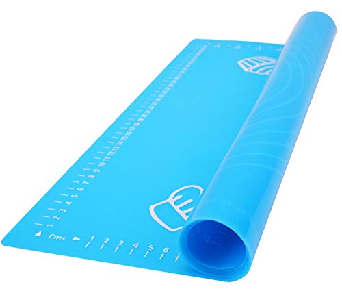 Lawei - Juego de 2 alfombrillas de silicona para repostería, tamaño grande, con revestimiento antiadherente para cocinar fondant macarons pan, color rosa y azul, 63 x 45 cm