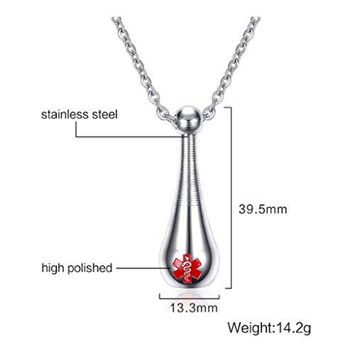 LAYX El Logotipo médico Puede Abrir el Cadena de inmersión de la Botella de Perfume, Acero de Titanio Marea de Pulido Exquisita for Hombres y Mujeres joyería Popular 13.3mm * 39.5mm