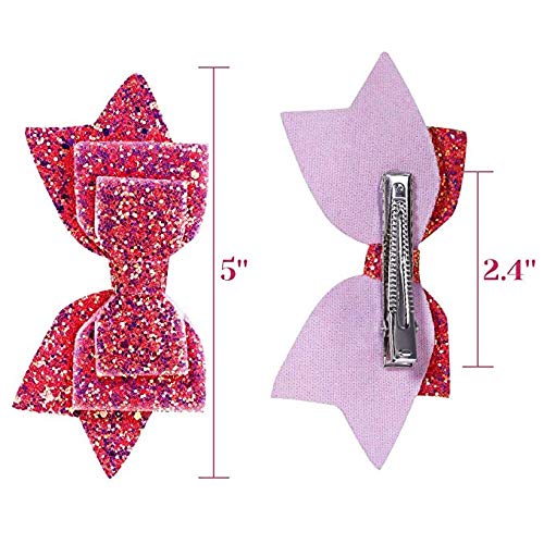 Lazos para el pelo con purpurina, lazo para el pelo, multicolores con lentejuelas grandes, para bebés, niñas, adolescentes y niños pequeños (6 unidades)