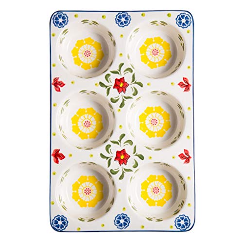 LCL Chun Li Bandeja de Horno, hogar 6 Incluso Mollete Pastel horneado Bandeja de Horno de cerámica Herramientas Seis Incluso Molde de cocción Cuenco Taza de Papel Utensilios para Hornear (Color : A)